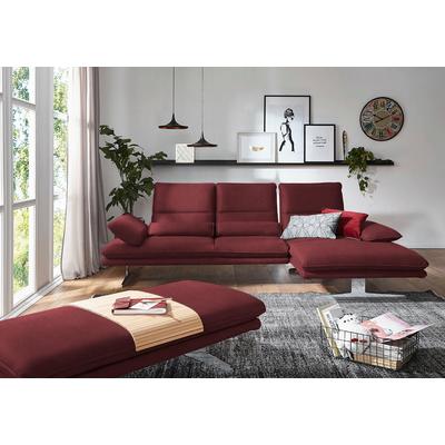 Ecksofa W.SCHILLIG "broadway, Designsofa mit tollem Sitzkomfort, L-Form", rot (burgundy z69), B:291cm H:94cm T:164cm, Longlife Xtra-Leder Z69: Das feinnarbige, gedeckte Softleder Z69 besticht durch seine außergewöhnliche Weichheit im trendigen... Image