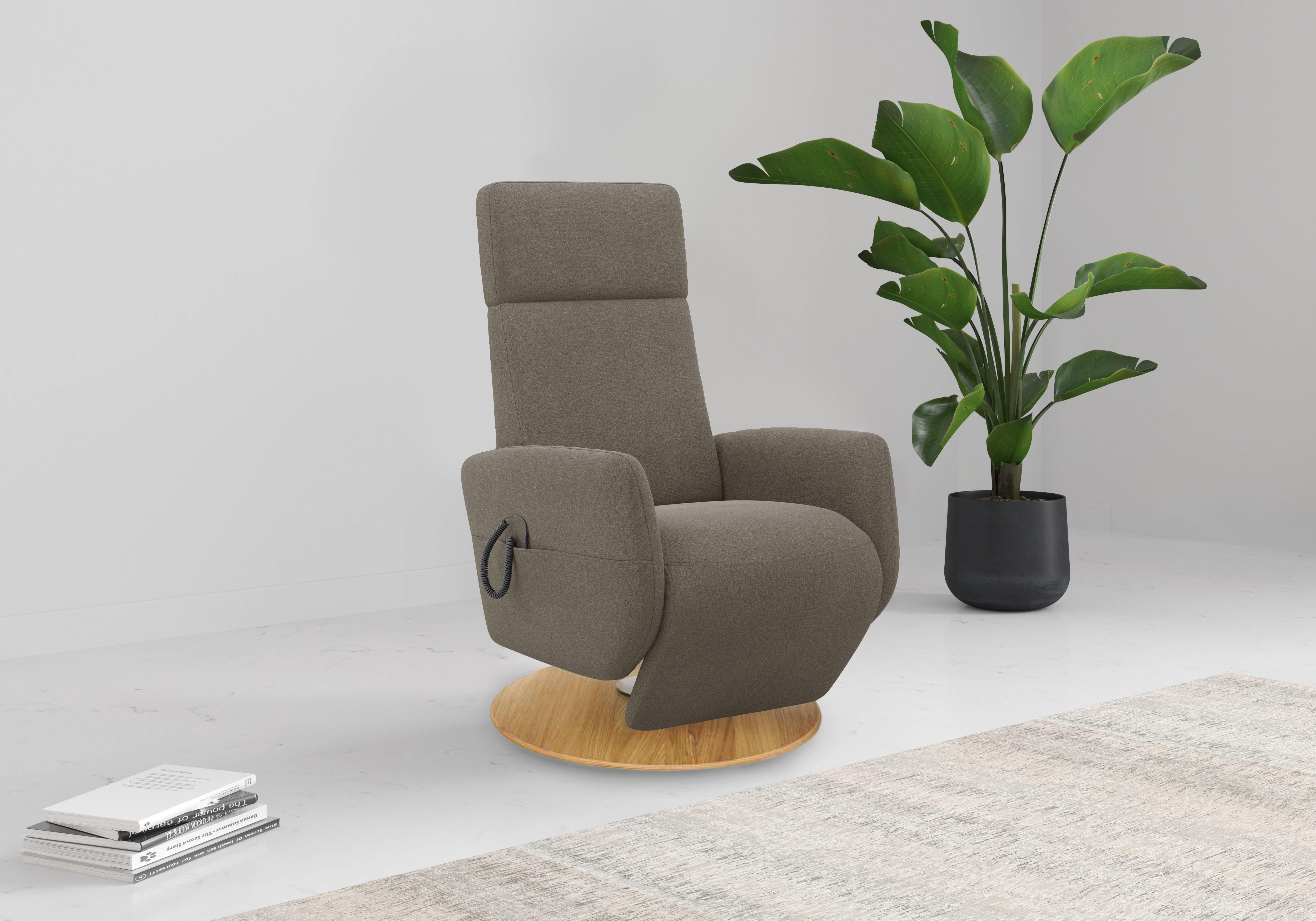 TV-Sessel HOME AFFAIRE "Rochelle, inkl. Kopfteilverstellung & 360 Drehfunktion", braun (schlamm), B:71cm H:110cm T:82cm, 100% Polyester, Sessel, TV-Sessel mit Drehfunktion 360 Grad