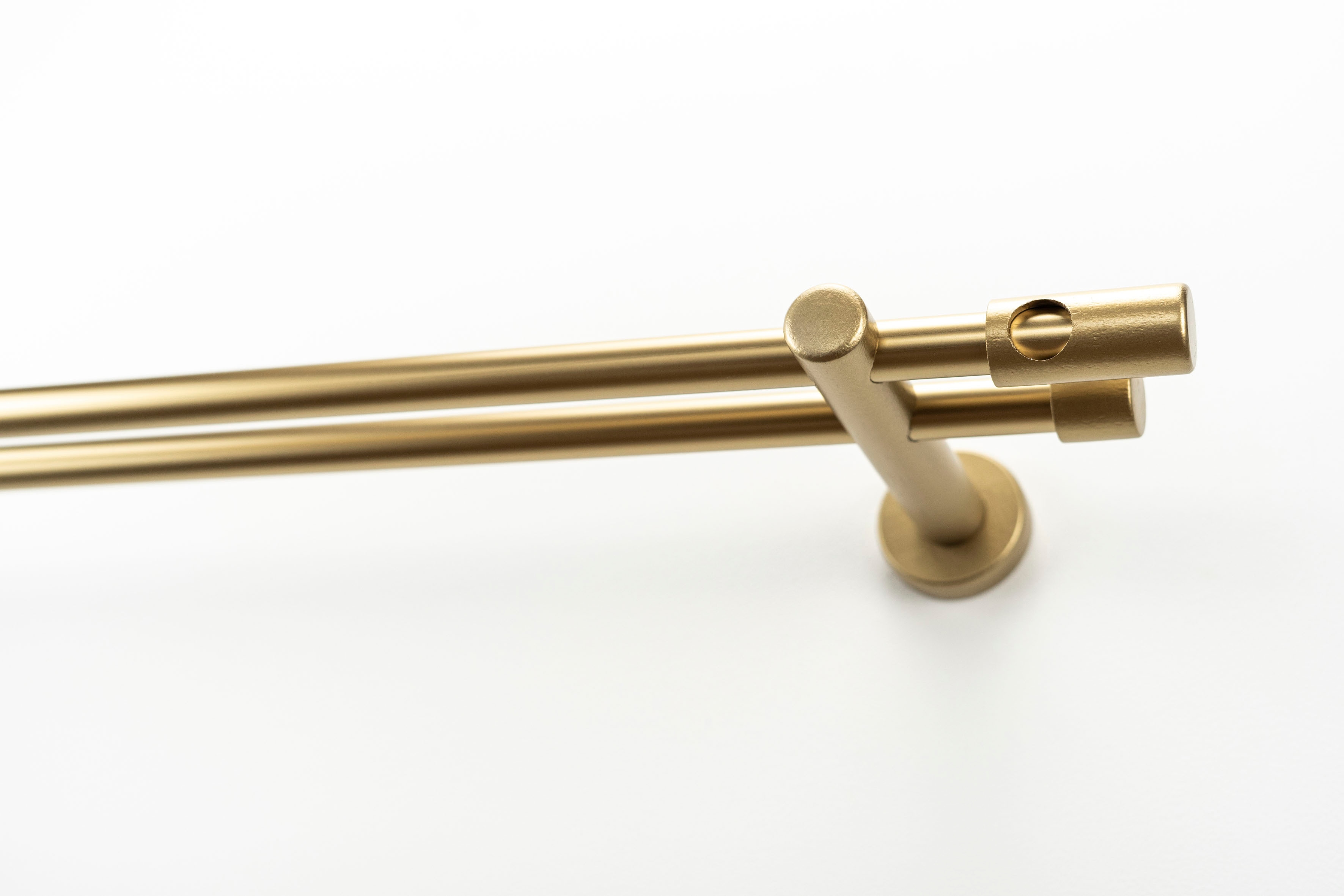 Gardinenstange GARESA "PANDRI", gold (mattgoldfarben), L:280cm Ø:20mm, Holzwerkstoff, Metall, Gardinenstangen, Vorhanggarnitur, verlängerbar, gerader Knopf mit Ausschnitt Image