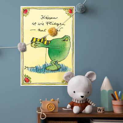 Wanddekoobjekt LUCKYLINDE "Der Froch und die Tigerente - Küssen ist…", bunt, B:20cm H:30cm T:0,3cm, Blech, Wanddekoobjekte, Exklusive JANOSCH Kindermotive, Stahlschild Image