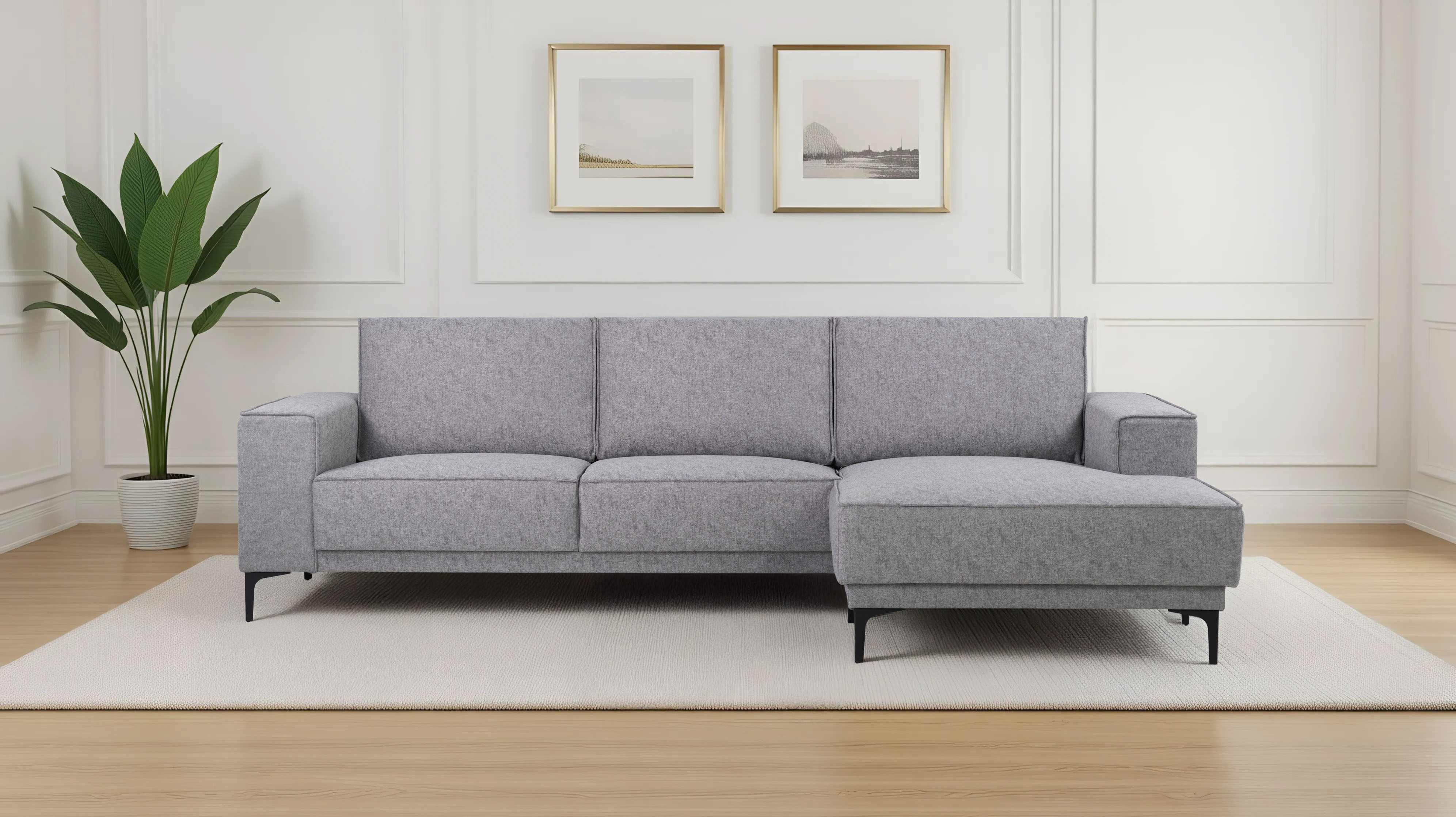 Ecksofa OTTO HOME "Polsterecke Oland, Struktur, Flachgewebe, Luxus-Microfaser, Boucle", grau (hellgrau), B:280cm H:85cm T:152cm, Struktur weich (100% Polyester);Luxus-Microfaser (100% Polyester);Webstoff (100% Polyester), Sofas, Ecksofa, L-Form, 280...