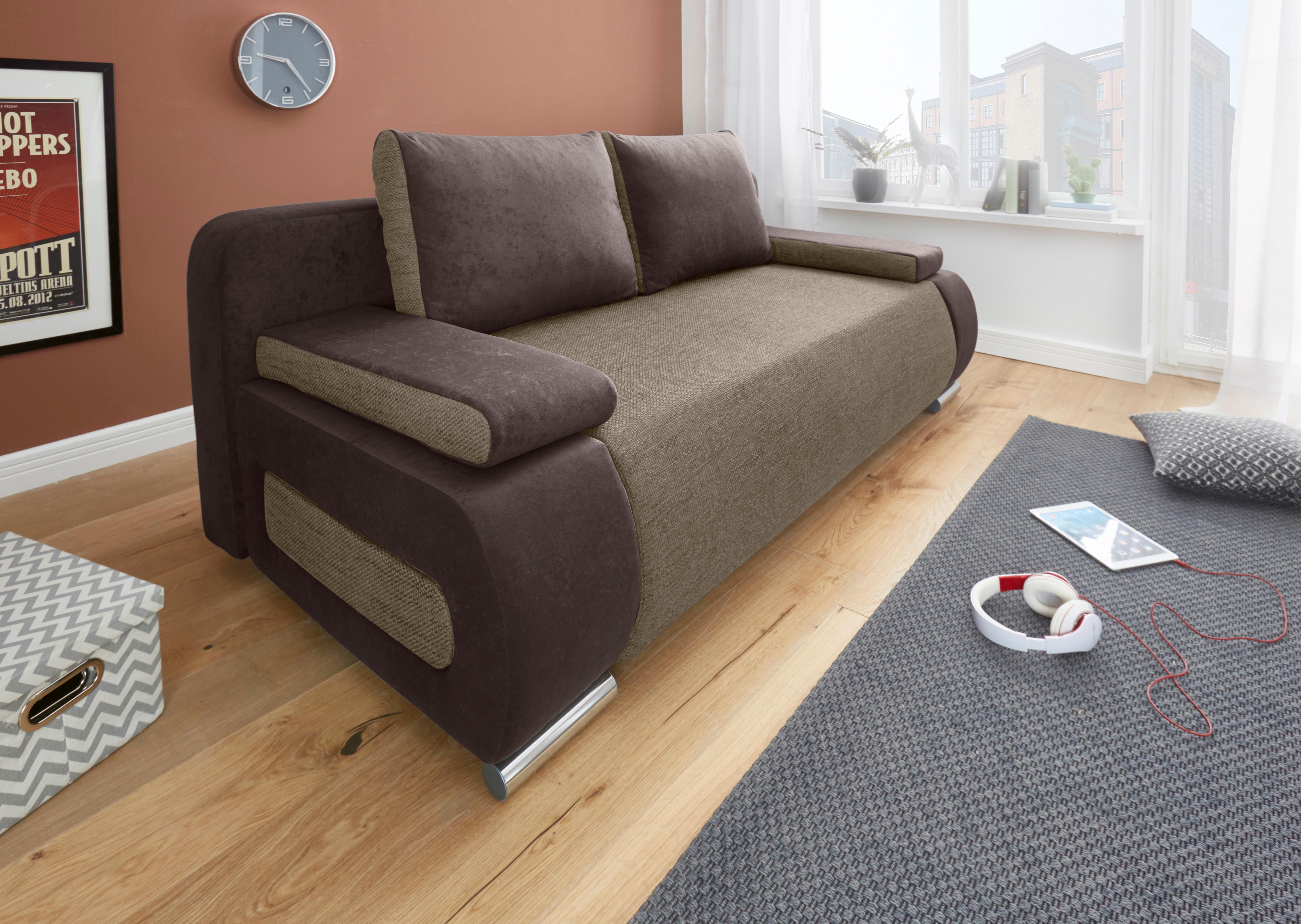 Schlafsofa COLLECTION AB "Moritz", braun (braun, cappucino), B:200cm H:85cm T:98cm, Kunstleder SOFTLUX / Struktur ( 20% Acryl; 80% Polyester);Microfaser PRIMABELLE (100% Polyester);Microfaser PRIMABELLE (100% Polyester) / Struktur ( 20% Polyacryl;... Image