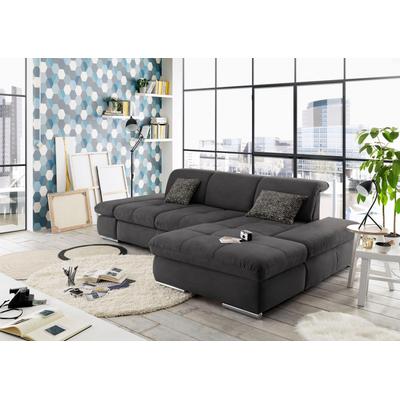 Ecksofa "SO4100 V", grau (anthrazit), B:284cm H:80cm T:190cm, SET ONE BY MUSTERRING, Sofas, mit verstellbaren Kopfteilen, wahlweise mit Funktionen, Cord-Bezug Image