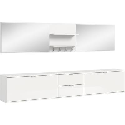 Garderoben-Set INOSIGN "Trondheim, Garderobenset 6-tlg. Breite 236 cm", weiß, B:236cm H:191cm T:37cm, Kastenmöbel-Sets, hochglanz, best. aus: 2x Spiegel, Paneele, 3x Kommoden, Flur Image
