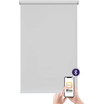 Elektrisches Rollo SUNLINES "Akkurollo Upcycling appgesteuert, blickdicht, Sunlines", grau (hellgrau), B:100cm H:220cm, Polyester, Metall, Kunststoff, Rollos, appgesteuert via Bluetooth Image