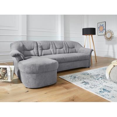 Ecksofa DOMO COLLECTION "Sarafina zeitlos und komfortabel, optional mit Federkern, L-Form", grau, B:232cm H:83cm T:146cm, Luxus-Microfaser (92% Polyester, 8% Nylon), Microfaser PRIMABELLE (100% Polyester), Microfaser PRIMABELLE (100% Polyester) /... Image