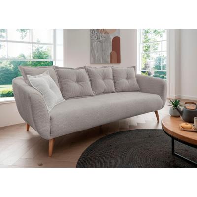 3-Sitzer HOME AFFAIRE "Baggio modern und romantisches Design, bequem", grau, B:236cm H:80cm T:103cm, 100% Polyester, Sofas, Zierkissen inklusive Image