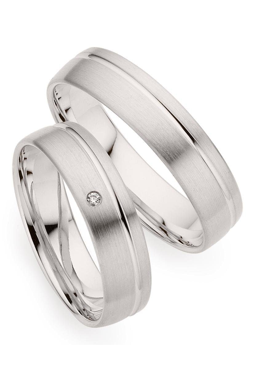 Trauring PHÖNIX "Schmuck Geschenk Gold 333 Trauring Ehering LIEBE versch. Varianten" Gr. 56, weiß (weißgoldfarben), Fingerringe, 56, ohne Brillant, Weißgold 333, 5mm, Made in Germany, wahlweise mit oder ohne Brillant Image