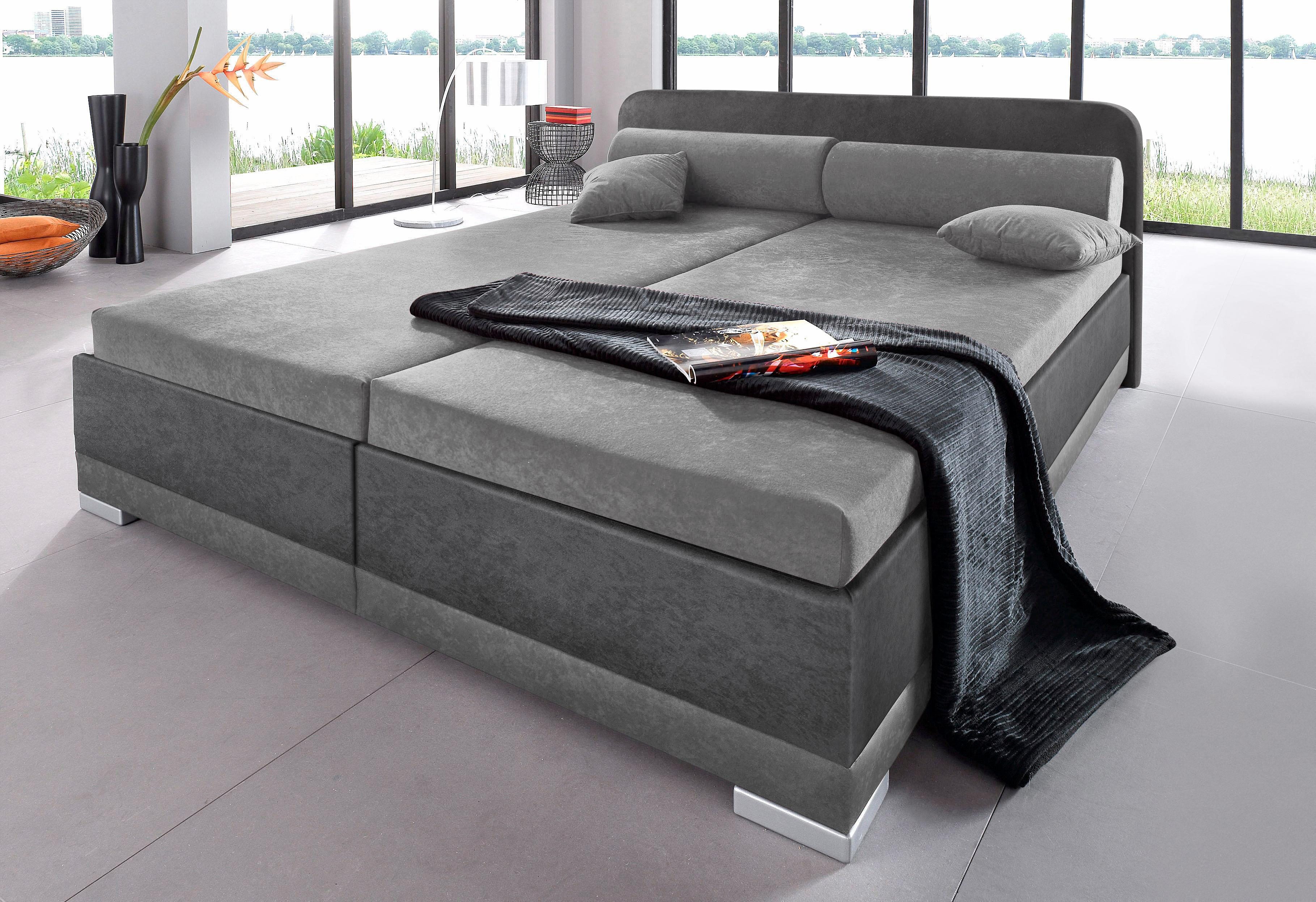 Polsterbett MAINTAL "wahlweise mit Matratze und praktischen Bettkasten", grau (steinfarben, dunkelgrau), B:167cm H:91cm L:211cm, Bezug Bett: 100% Polyester;Bezug Matratze: 100% Polyester, Betten, Bett Polsterbett, in verschiedenen Größen und Farben... Image