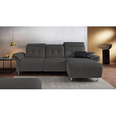 Ecksofa PLACES OF STYLE "Manhattan L-Form", grau, B:270cm H:102cm T:168cm, Kunstleder SOFTLUX, Flachgewebe (100% Polyester), Struktur (100% Polyester), Sofas, 2 Sitze mit elektrischer Relaxfunktion, verstellbare Armlehnen Image