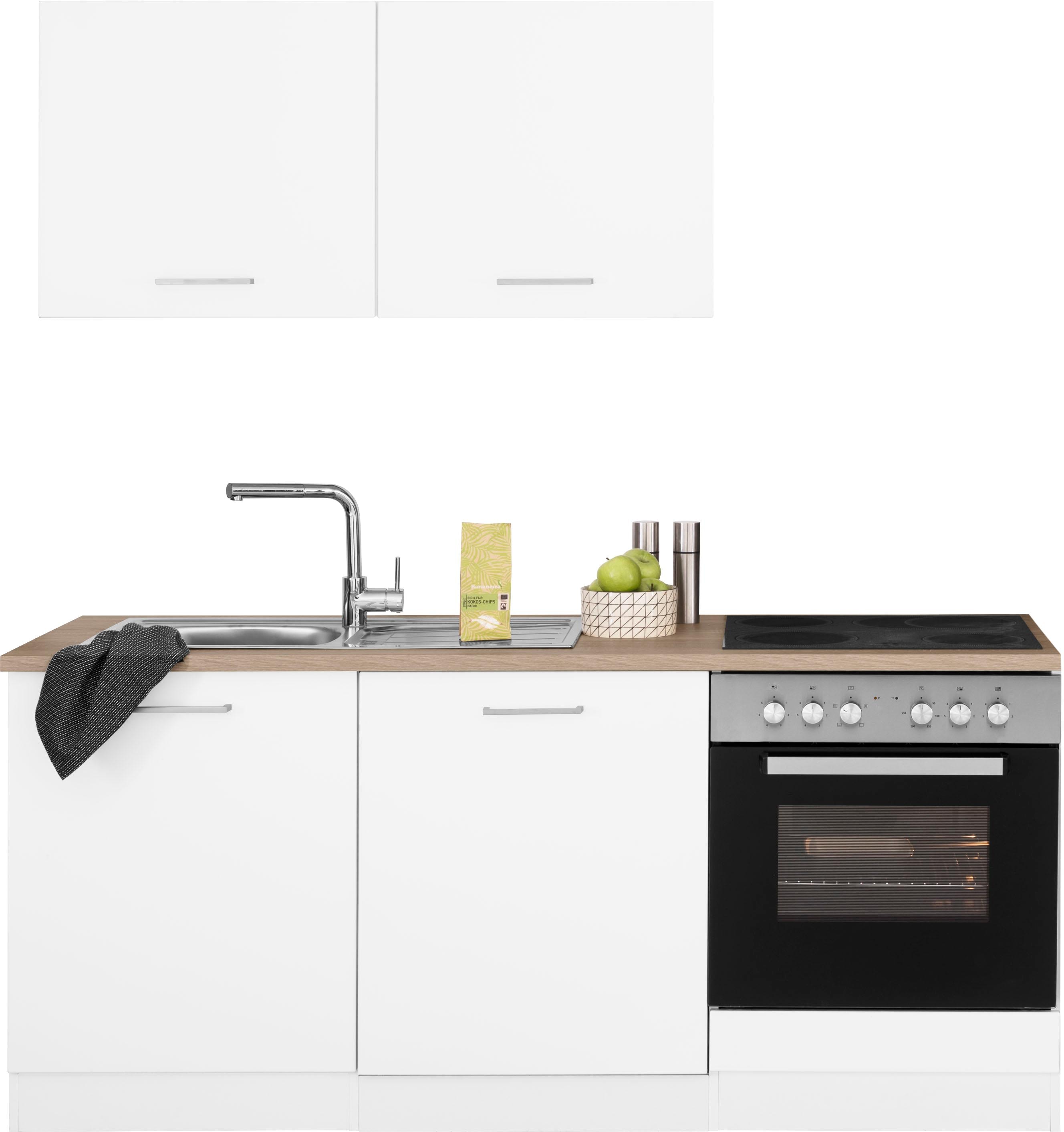 Küchenzeile KOCHSTATION "KS-Visby", weiß (küche: weiß, korpus: weiß, arbeitsplatte: eiche sonoma), B:180cm T:60cm, Komplettküchen-Sets, ohne E-Geräte, Breite 180 cm Image