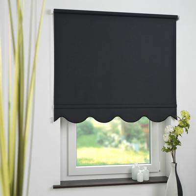 Seitenzugrollo LIEDECO Gr. 11, schwarz, B:162cm H:180cm, Polyester, Rollos, Volantrollo - Volant Klassik, Fixmaß Image