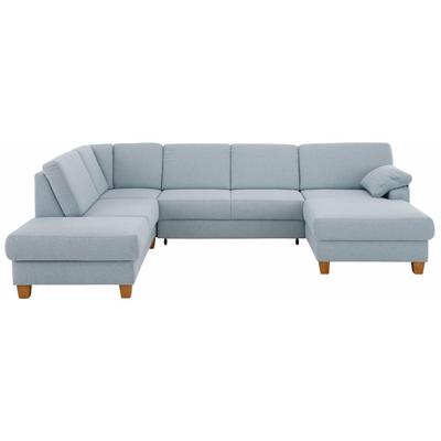 Wohnlandschaft HOME AFFAIRE "Belfort U-Form", blau (aqua), B:314cm H:88cm T:91cm, Luxus-Microfaser Vintageoptik(100% Polyester), Struktur fein ( 100% Polyester), Luxus-Microfaser ALTARA NUBUCK (100% Polyester), Sofas, mit Federkern, wahlweise mit... Image
