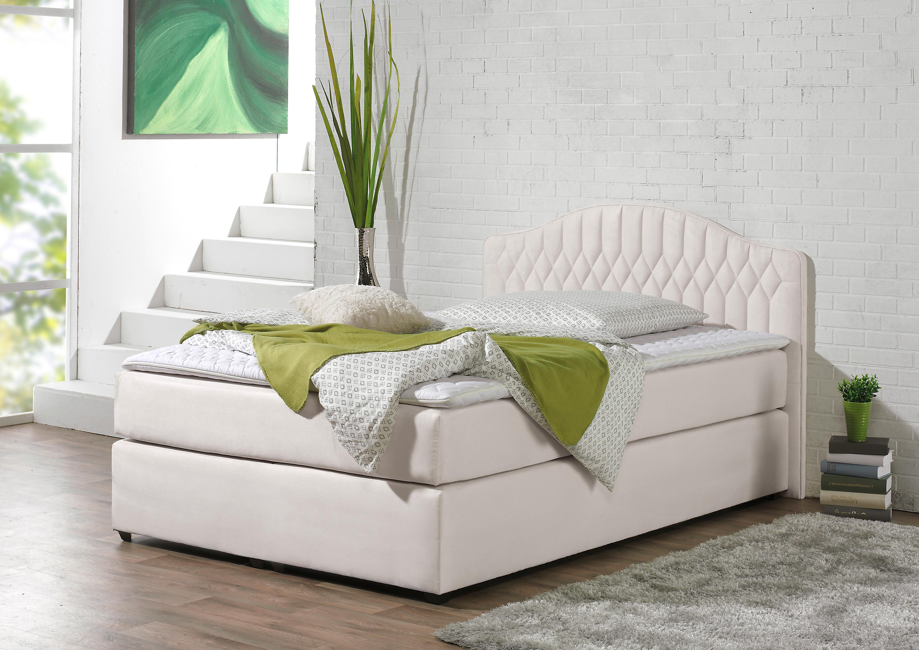 Boxspringbett MAINTAL, grau (silbergrau), Liegefläche B/L: 100cm x 200cm, H2 + H2, 5-Zonen-Tonnentaschen-Federkernmatratze, Seitliche Einfassung Unterbox und Obermatratze: Mikrovelours (100% Polyester);Spiegelfläche der Unterbox und Obermatratze:... Image