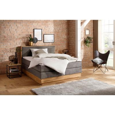 Boxspringbett HOME AFFAIRE "Cavan", grau (anthrazit), L:220cm, Microfaser (100% Polyester), Komplettbetten, Boxspringbett, Eiche, inkl. Bettkasten & Topper, verschiedene Härtegrade (auch H4), Topseller Image