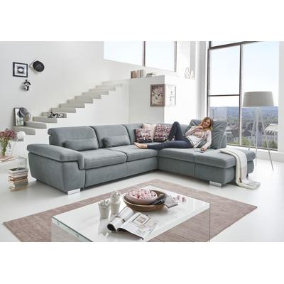 Ecksofa DIE PLANBAR "MP-IN17041 L-Form", grau (steel), B:320cm H:85cm T:260cm, 100% Polyester, Sofas, Sitztiefenverstellung, optional mit Kopfteilverstellung & Bettfunktion Image