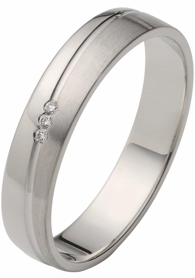 Trauring FIRETTI "Schmuck Geschenk Gold 375 Hochzeit Ehering "LIEBE" Gr. 20, weiß (weißgoldfarben), Fingerringe, 20, 0,02 SI = kleine Einschlüsse mit Brillanten, Weißgold 375, 4mm, Made in Germany, wahlweise mit oder ohne Brillanten Image