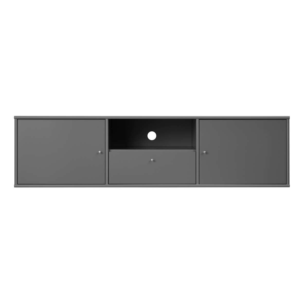 TV-Board HAMMEL FURNITURE "Mistral Fernsehschrank, Medienmöbel, Hängend", grau (anthrazit), B:161,5cm H:41,6cm T:45cm, MDF, Massivholz, Spanplatte, Sideboards, TV-Board, Türen mit Akustikstoff, Schublade, Lowboard, B: 161,5 cm