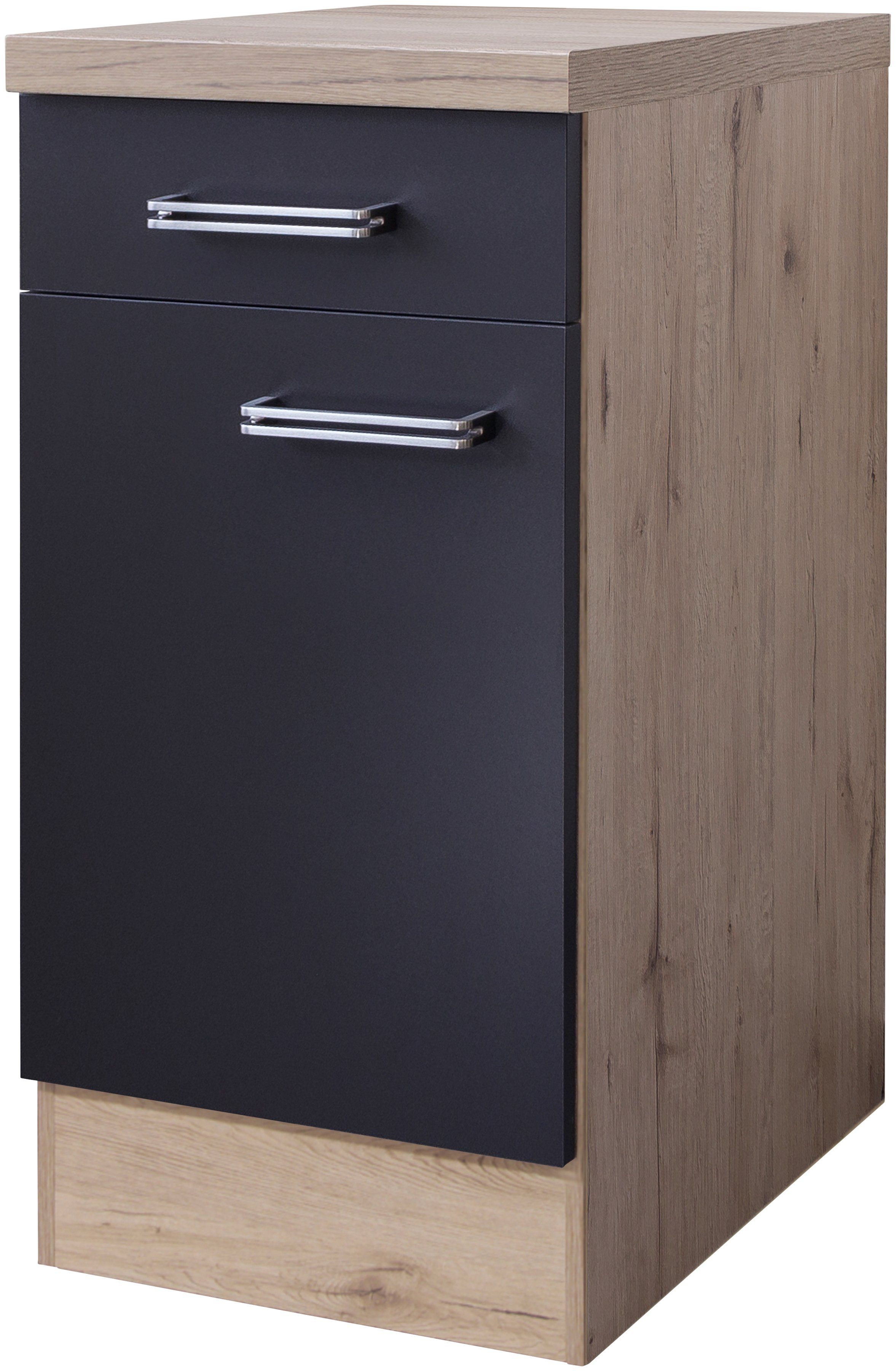 Unterschrank FLEX-WELL "Antigua", grau (anthrazit, san remo eiche), B:40cm H:86cm T:57cm, Spanplatte, Schränke, (B x H x T) 40 x 86 x 60 cm Image
