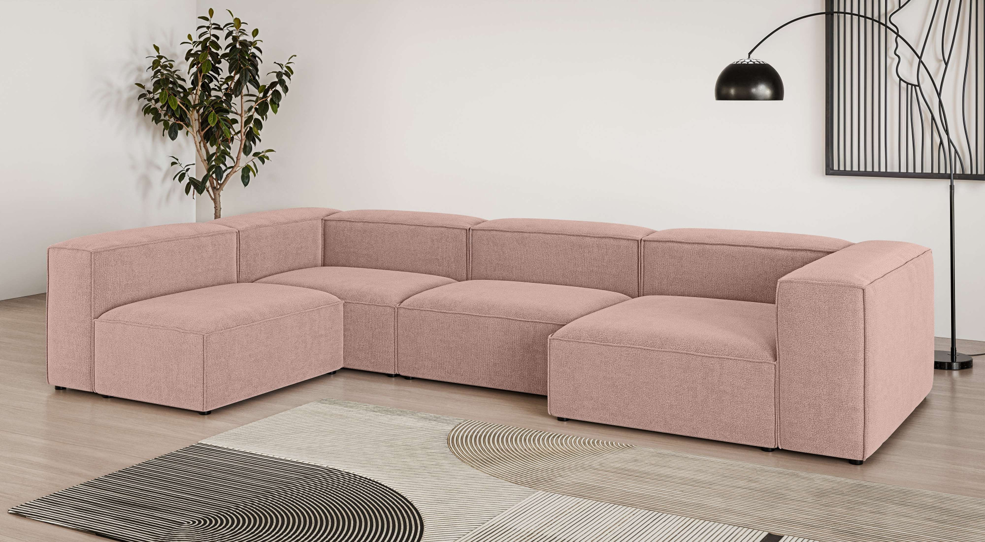 Wohnlandschaft OTTO HOME "HAILY U-Form mit Ottomane links/rechts, Maße B/T/H: 360/200/72 cm", rot (coral), B:360cm H:72cm T:200cm, 100% Polyester, Sofas, Wohnlandschaft, als Modul oder separat verwendbar, für individuelle Zusammenstellung