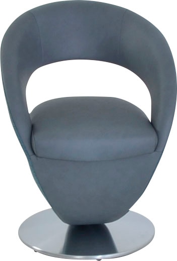 Drehstuhl K+W KOMFORT & WOHNEN "Wave", blau (aqua 54, azure 54, edelstahloptik), B:62cm H:86cm T:61cm, Stühle, Drehstuhl, Design-Drehstuhl, Drehteller in Metall edelstahloptik, Farbkombination