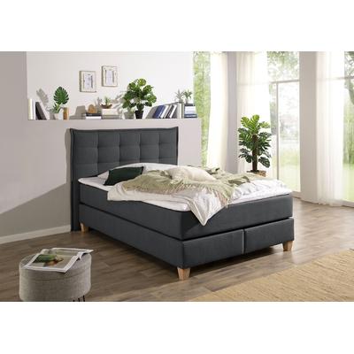 Boxspringbett HOME AFFAIRE, grau (anthrazit), B:160cm L:209cm, Komplettbetten, Boxspringbett, inklusive Komfortschaum-Topper Image