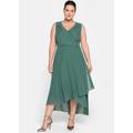 Abendkleid SHEEGO "Abendkleid", Damen, Gr. 48, Normalgrößen, grün (opalgrün), 100% Polyester, unifarben, lang, V-Ausschnitt, ohne Ärmel, Kleider