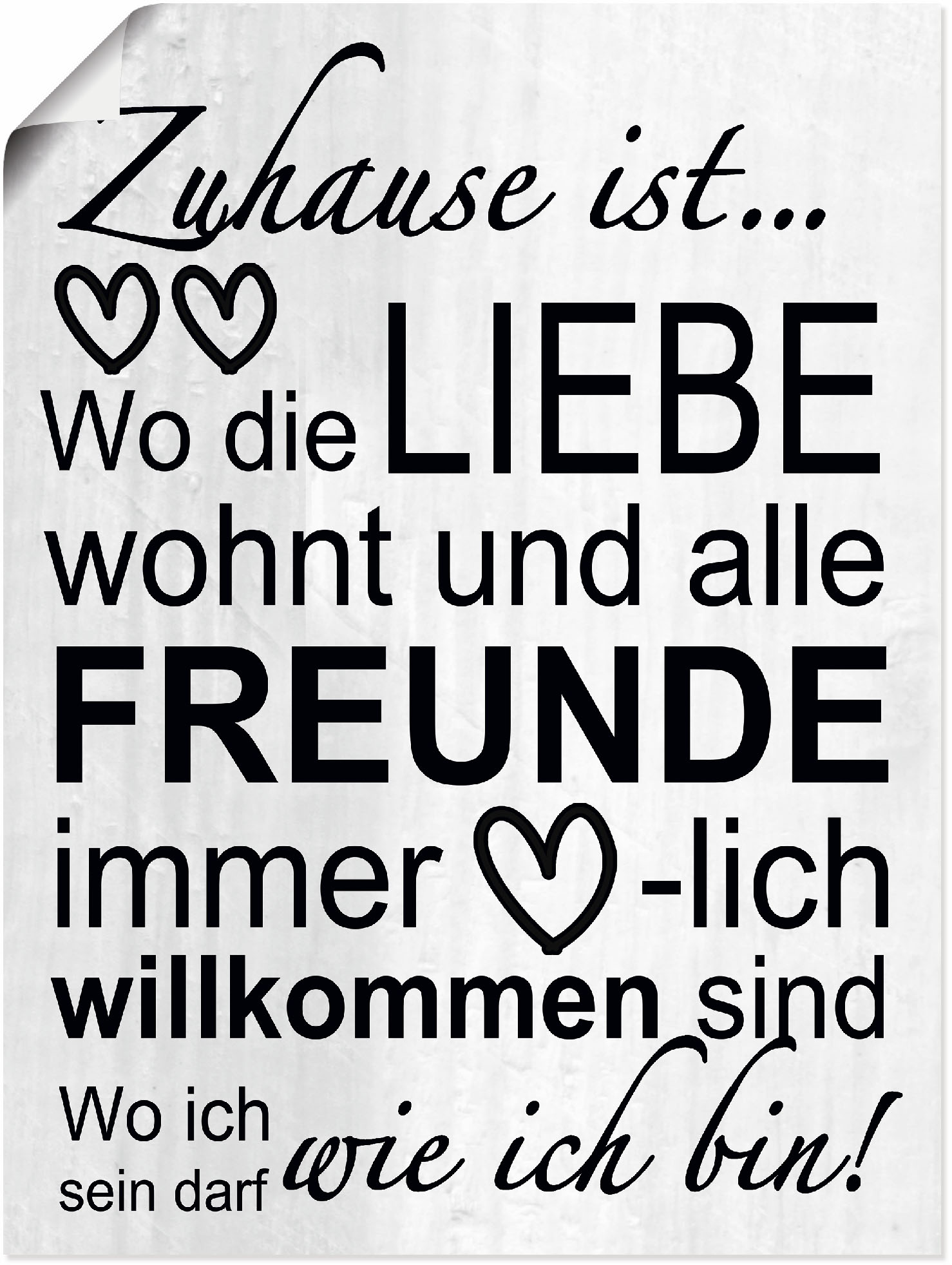 Wandbild ARTLAND "Wo die Liebe wohnt", grau (farbe bild(er): grau), B:30cm H:40cm, Bilder, als Alubild, Outdoorbild, Leinwandbild, Poster, Wandaufkleber Image