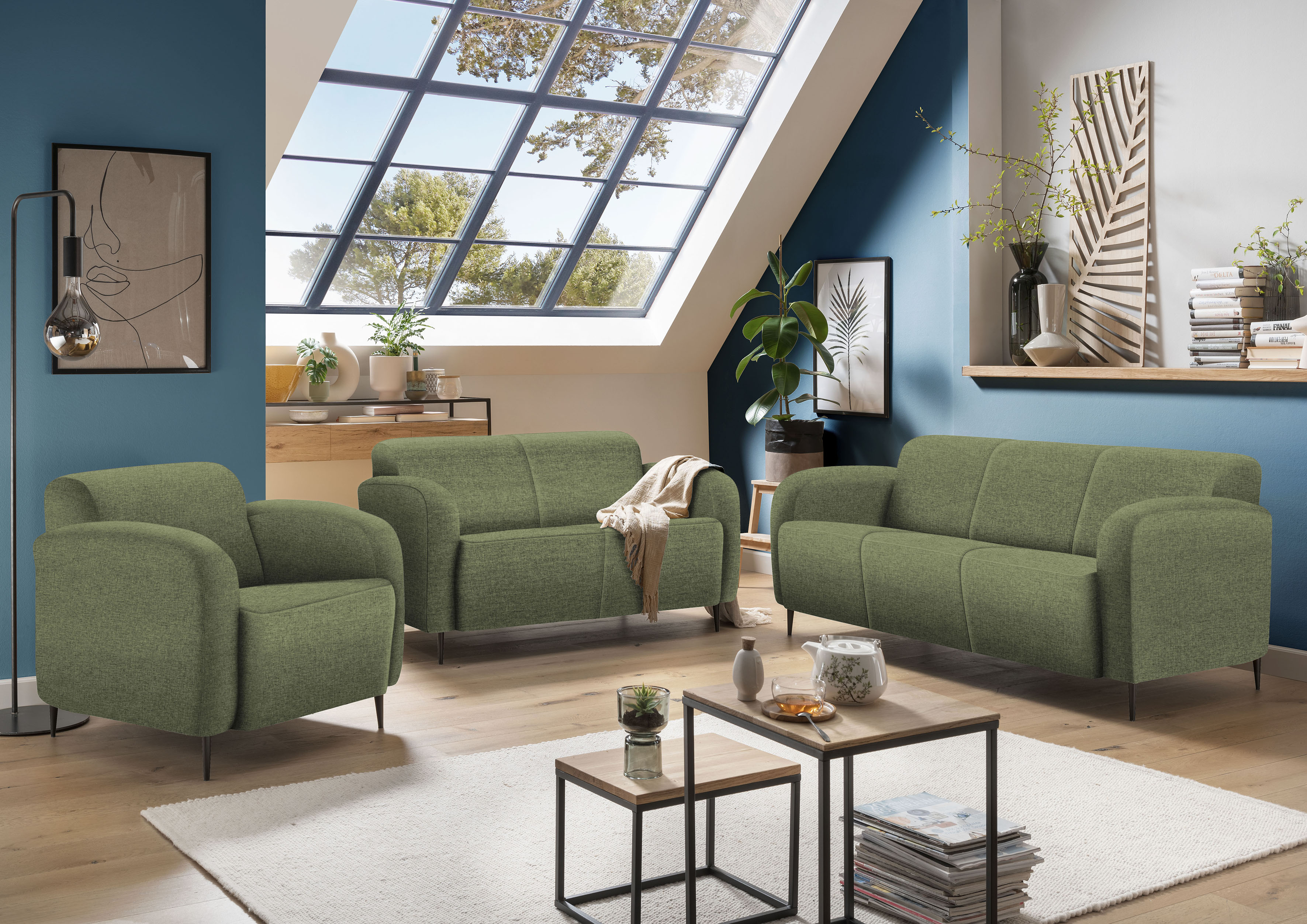 Cocktailsessel HOME AFFAIRE "Marone", grün, B:85cm H:76cm T:90cm, Luxus-Microfser weich 100% Polyester;Struktur fein 100% Polyester, Sessel, Cocktailsessel, auch als 2-Sitzer und 3-Sitzer erhältlich