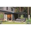 Gartenhaus KARIBU ""Plutino B" SET, Anbaudach 3 m Breite", grau (terragrau, anthrazit), Holzwerkstoff, Gartenhäuser, terragrau-weiß, -staubgrau oder -anthrazit