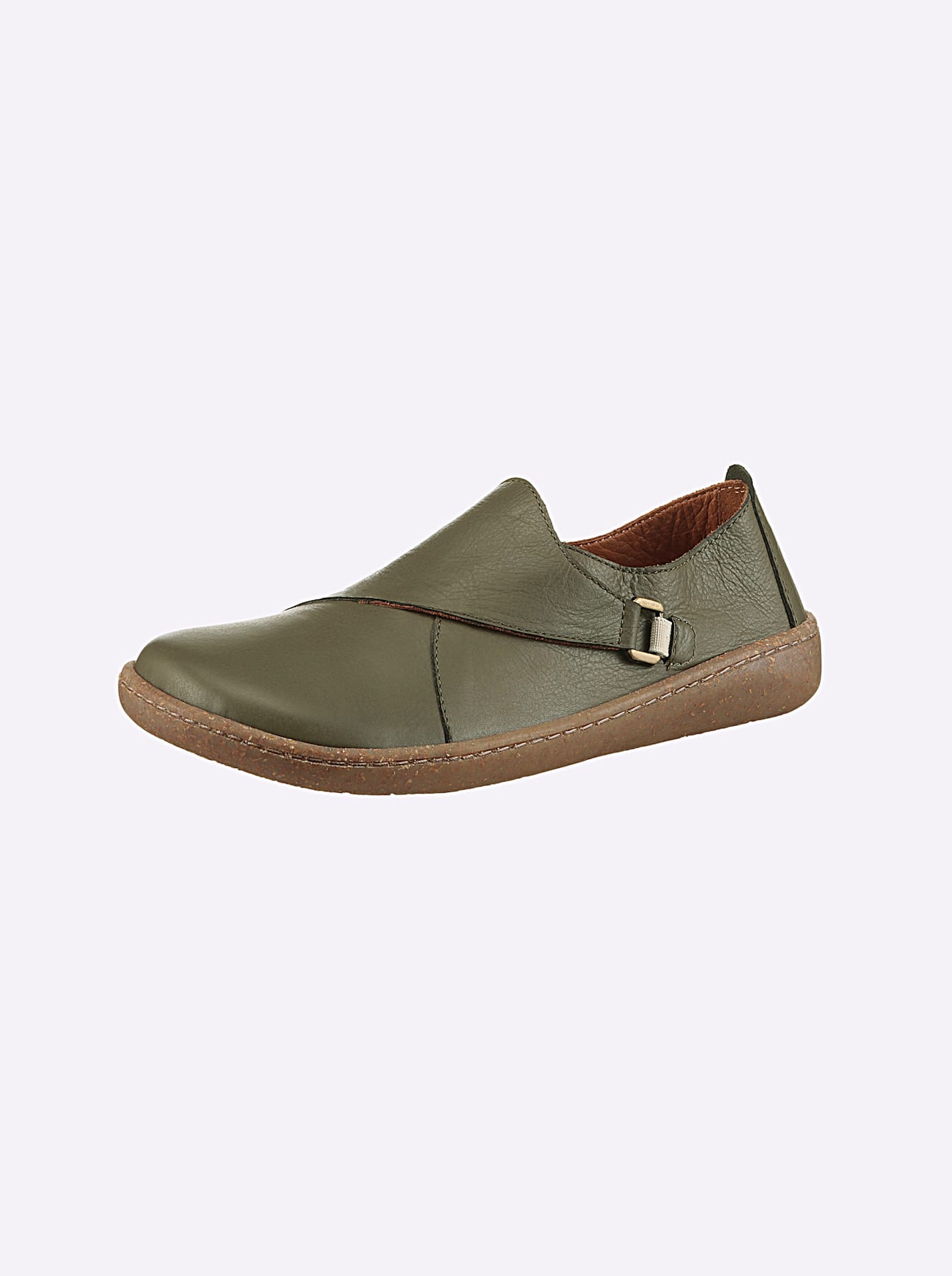 Slipper GEMINI, Damen, Gr. 42, grün (khaki), Glattleder, Schuhe Slipper
