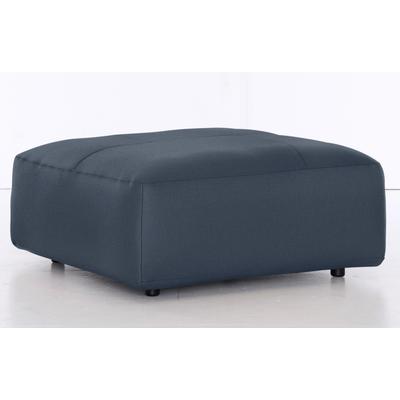 Hocker MUSTERRING "LUCIA", blau (deep ocean floris), B:100cm H:43cm T:100cm, Flachgewebe VALMONT (60% Baumwolle/40% Leinen), Leder PURO, pigmentiertes Leder, Microfaser CRONA (100% Polyester), Flachgewebe FLORIS (100% Polyester), Leder BAX,... Image