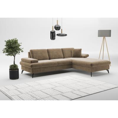 Ecksofa SIT & MORE "Morris Jubi L-Form", braun (hellbraun), B:247cm H:83cm T:171cm, 100% Polyester, Sofas, inkl. Armteilfunktion und 1 Zierkissen, wahlweise mit Bettfunktion, Topseller Image