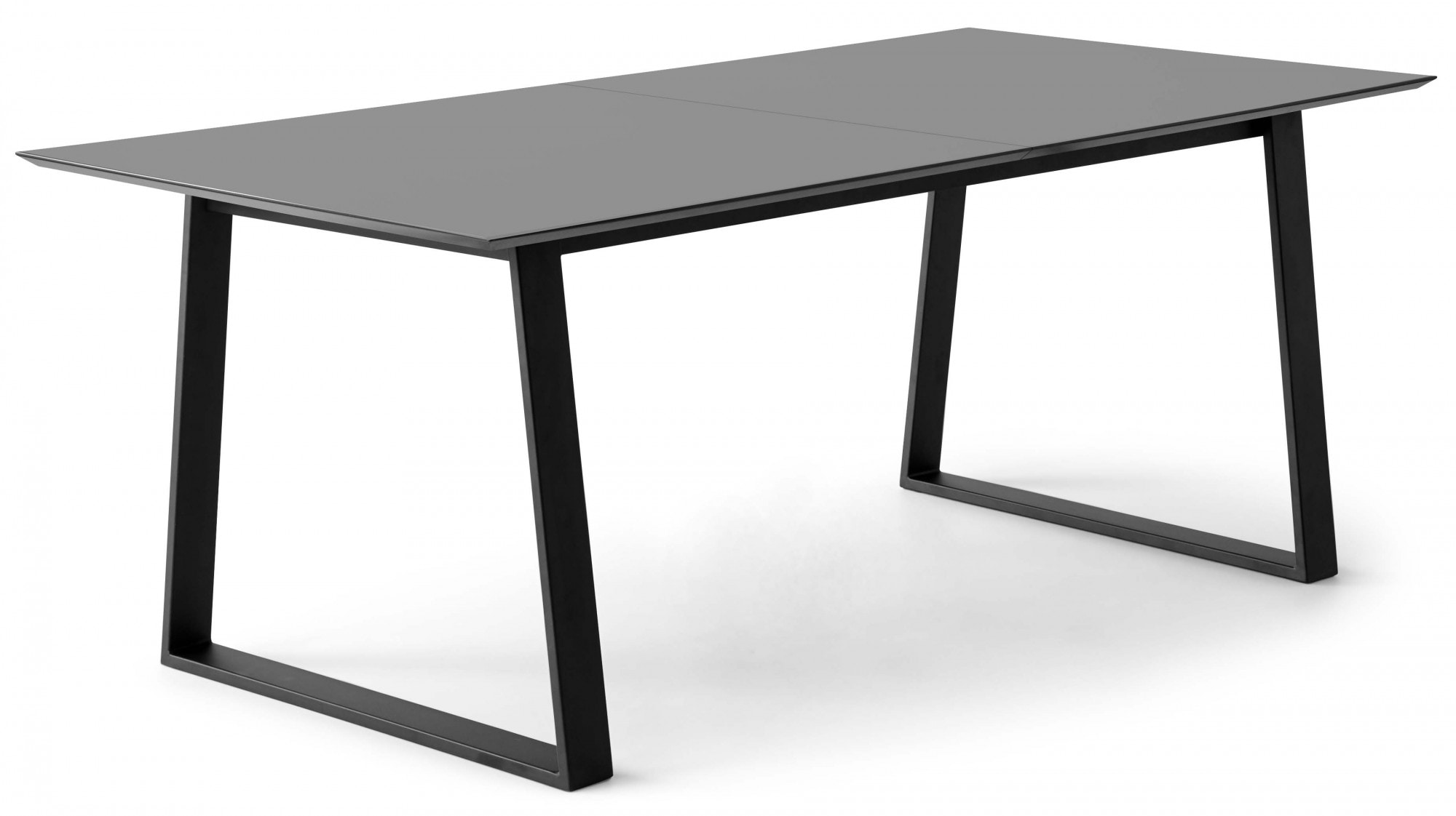 Esstisch HAMMEL FURNITURE "Meza Designtisch mit Auszugsfunktion und 2 Einlegeplatten", grau (graphit, schwarz, graphit), B:210cm H:73,5cm, Tischplatte: Graphit nanobehandeltes Fenix-Laminat (schwarzer Rand), Gestell: Pulverbeschichtetes schwarzes...