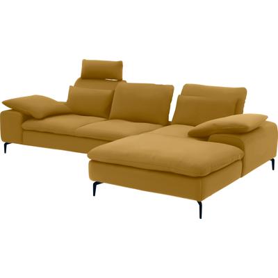 Ecksofa W.SCHILLIG "valentinoo, Designsofa, bequem, elegant und zeitlos, L-Form", gelb (kurkuma z69), B:299cm H:83cm T:178cm, Longlife Xtra-Leder Z69: Das feinnarbige, gedeckte Softleder Z69 besticht durch seine außergewöhnliche Weichheit im... Image