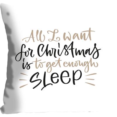 Dekokissen QUEENCE "SLEEP FOR CHRISTMAS", beige (beige, bedruckt), B:40cm L:40cm, Polyester, Dekokissen_Sitzkissen_Kissenhüllen, Kissenhülle ohne Füllung, 1 Stück