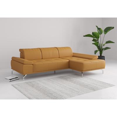 Ecksofa PLACES OF STYLE "Caluna", gelb (curry), B:280cm H:81cm T:174cm, Sofas, Inkl.Sitztiefenverstellung, wahlweise mit Kopf- und Armteilverstellung Image