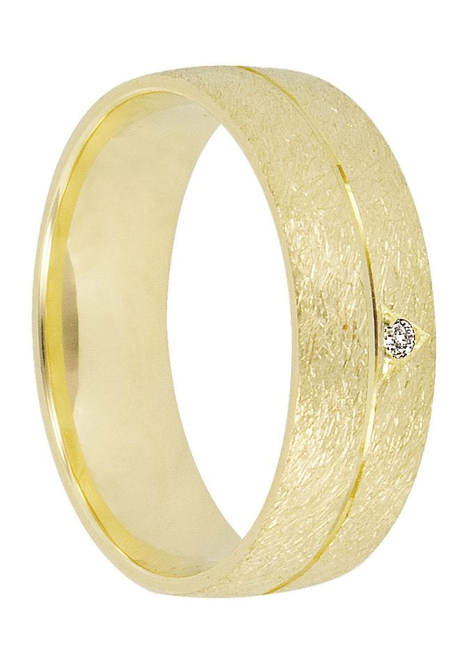 Trauring FIRETTI "Schmuck Geschenk Gold 375 Hochzeit Ehering Trauring "LIEBE" Gr. 19, gold (gelbgoldfarben), Fingerringe, 19, 0,01 SI = kleine Einschlüsse mit Brillant, Gelbgold 585, 6mm, Made in Germany, wahlweise mit oder ohne Brillant Image