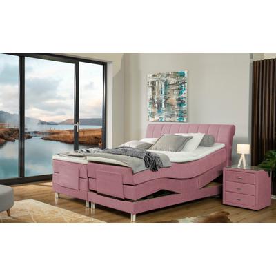 Boxspringbett ALINA "Elsa mit Motor", rosa (altrosa gcp 8), B:161cm L:220cm, Chenille GCP (100% Polyester), Komplettbetten, Boxspringbett, inklusive Matratze und Topper, in verschiedenen Größen und Härtegraden Image