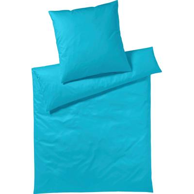 Bettwäsche YES FOR BED "Pure & Simple Uni in Gr. 135x200, 155x220 oder 200x200 cm", blau (türkis), B/L: 155cm x 200cm, , Mako-Satin, B/L: 80cm x 80cm, Mako-Satin, Obermaterial: 100% Baumwolle, Bettwäsche, Bettwäsche aus Baumwolle, zeitlose... Image