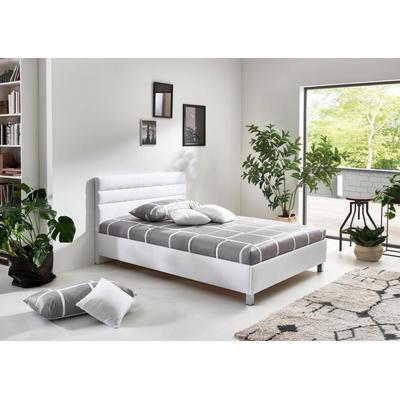 Polsterbett, weiß, B:150cm L:210cm, Bezug: Microvelours (100% Polyester), Bonnell-Federkern-Matratzenbezug: 100% Polyester, Kaltschaum-Matratzenbezug: Frottee 100% Polyester, Bezug abnehm- und waschbar bis 60u00b0C, WESTFALIA SCHLAFKOMFORT, Betten Image