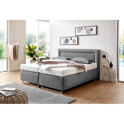 Boxspringbett, grau (feinstrukturstoff grau), Liegefläche B/L: 180cm x 200cm, H2, 7-Zonen-Kaltschaummatratze, Bezug Unterbox und Kopfteil: Feinstrukturstoff (77% Polyester, 23% Viskose), Bezug Obermatratze 100% Polyester, waschbar bis 60u00b0C,... Image