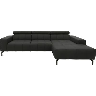 Ecksofa DOMO COLLECTION "Cunelli tolle Sitznähte als Designelement, fester Sitzkomfort, L-Form", schwarz, B:292cm H:79cm T:175cm, Sofas, wahlweise mit 6-fach verstellbarer Kopfteilverstellung, bodenfrei Image