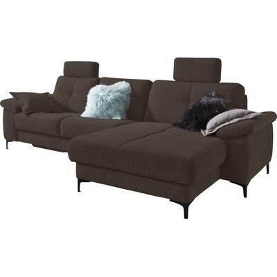 Ecksofa 3C CARINA "Burnaby bequem und modern, OTTOs Choice, L-Form", grau (fango), B:296cm H:87cm T:162cm, Chenille-Optik (59, 7% Polyester, 34, 4% Polyacryl, 5, 9% Viskose), Sofas, 2 Kopfstützen, optional mit Schlaf- und motorischer Relaxfunktion Image