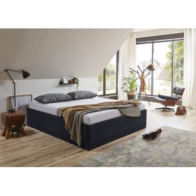 Polsterbett "Texel", schwarz, B:186cm H:34cm L:206cm, Bezug Bett: Veloursstoff 100% Polyester oder Microfaser (100% Polyester), Bonnell-Federkernmatratze: 51% Polypropylen, 39% Polyester und 10% Baumwolle, Kaltschaummatratze: 100% Polyester, Bezug... Image