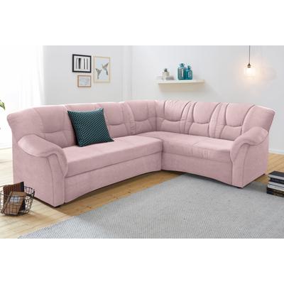 Ecksofa DOMO COLLECTION "Sarafina zeitlos und komfortabel, optional mit Federkern, L-Form", rosa (flamingo), B:240cm H:83cm T:190cm, Microfaser PRIMABELLE (100% Polyester) / Struktur (90% Polyester; 10% Polyacryl), Luxus-Microfaser (92% Polyester,... Image