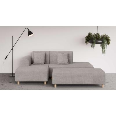 Ecksofa INOSIGN "Suyala", grau (taupe), B:258cm H:85cm T:168cm, 100% Polyester, Sofas, L-Form mit Hocker Image