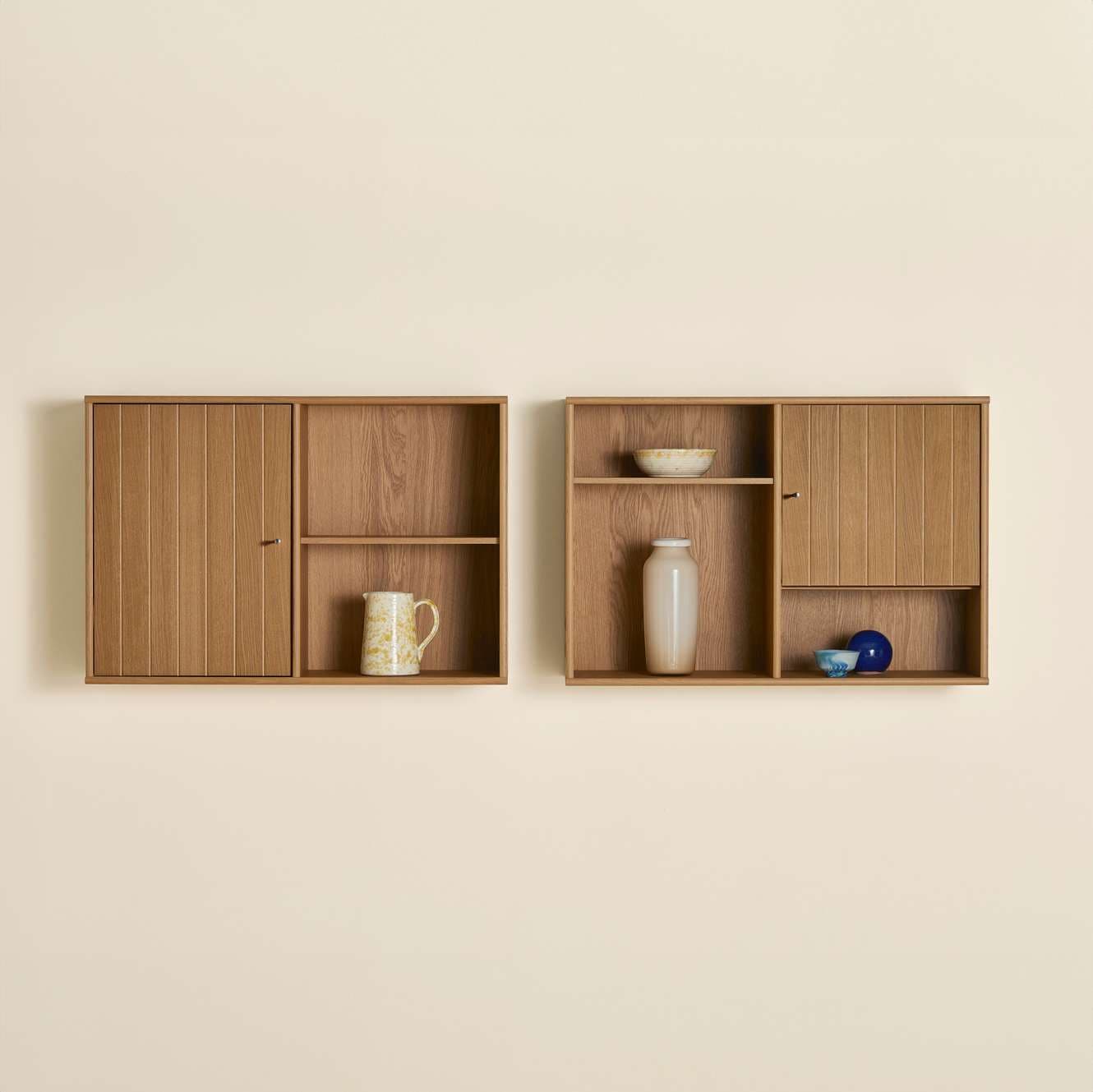 Sideboard HAMMEL FURNITURE "Mistral, Hochwertig Hängeregal, Wandregal, mit gerillte Tür H: 57,3 cm", braun (eiche, lack, öl), B:89cm H:61cm T:32,5cm, Massivholz, Spanplatte, Sideboards, und 2 verstellbare Einlegeböden, B: 61 cm, anpassungsbar...