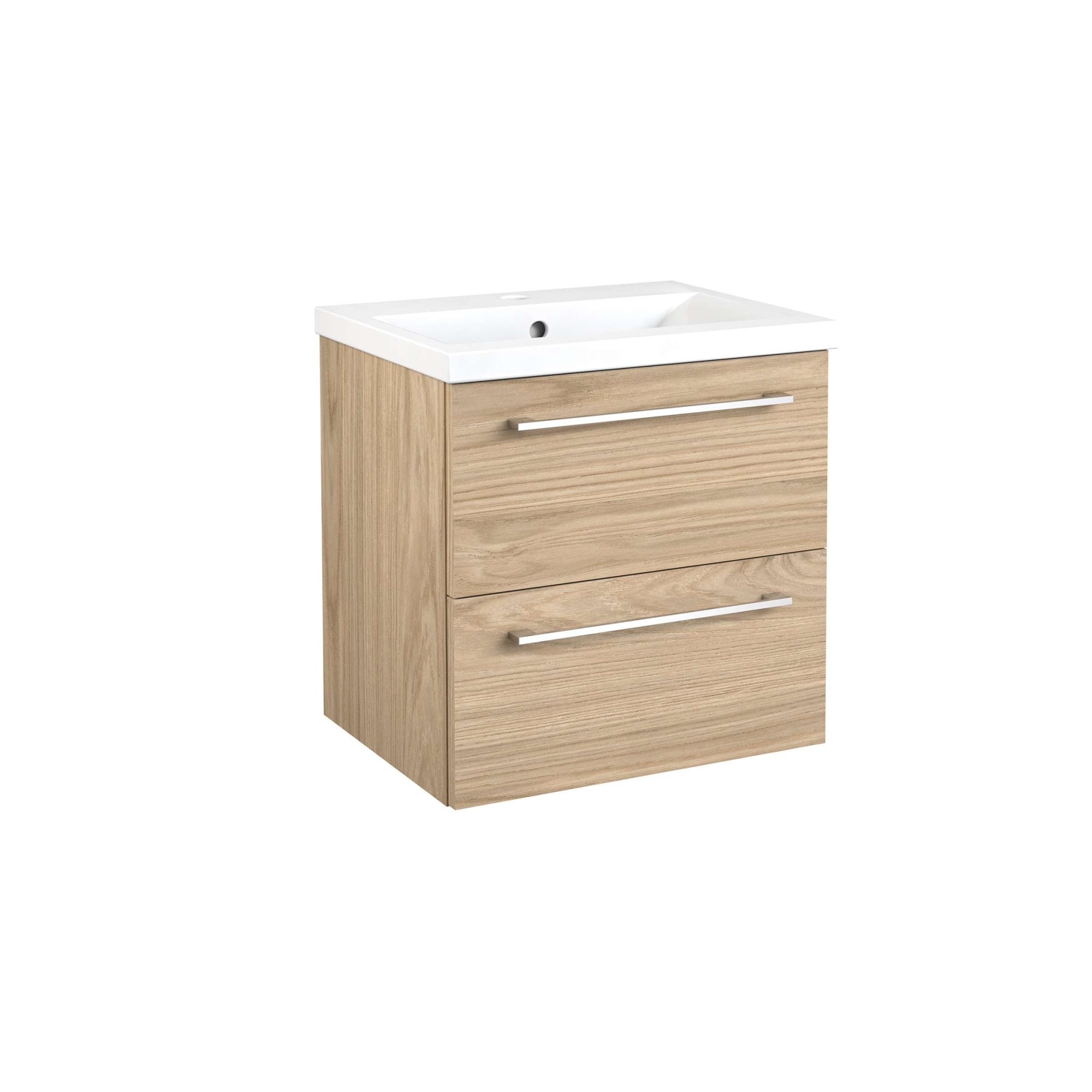 Waschtisch WELLTIME "Scandic, Waschbeckenunterschrank inkl. Waschbecken, Badmöbel", helle eiche, eichefarben, B:51cm H:53,5cm T:39cm, FSC-zertifizierter Holzwerkstoff, Waschtische, Waschtisch Image