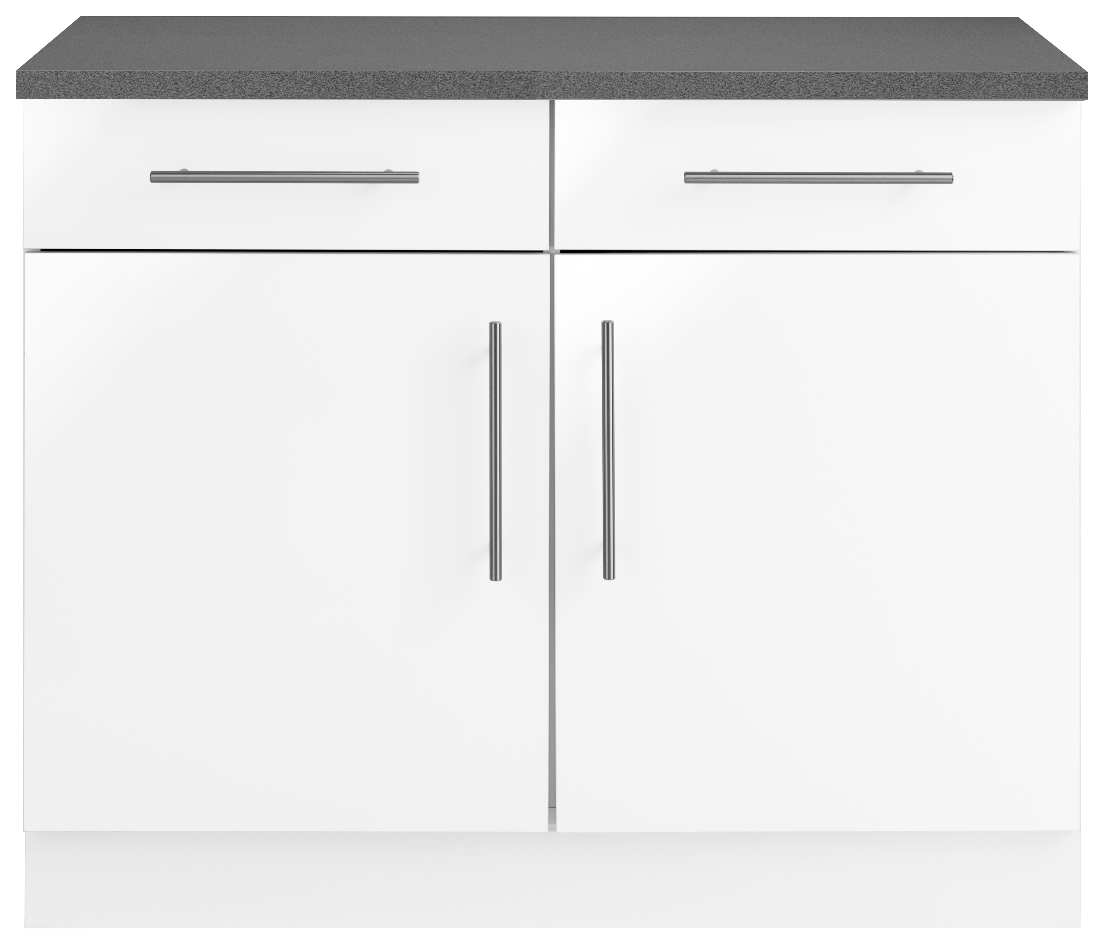 Unterschrank WIHO KÜCHEN "Cali", weiß (front: weiß glanz, korpus: weiß, arbeitsplatte: granit grau), B:100cm H:85cm T:60cm, Schränke, 100 cm breit Image